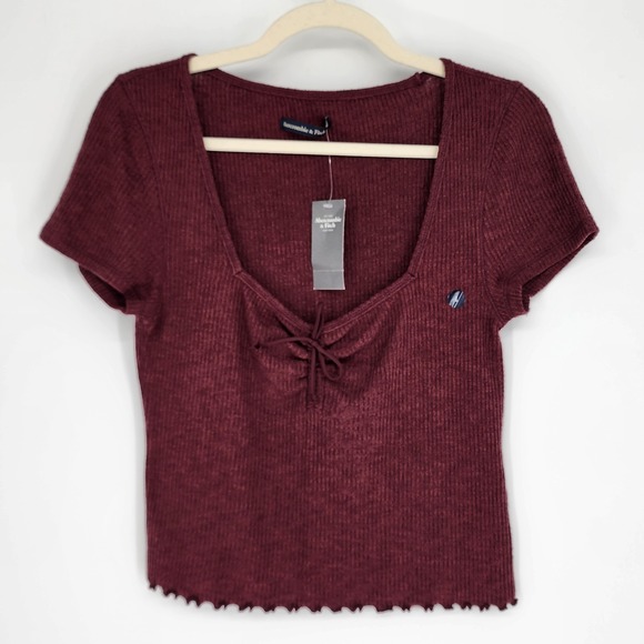 Abercrombie & Fitch Tops - A&F NWT Sweetheart Neckline Ribbed Knit Top Large Y2K Minimalist Chocolate Brown